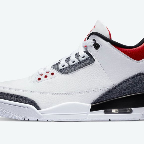 Air Jordan 3 Retro Denim SE “Fire Red” Size 11 Men's White 2020 CZ6431-1… - Picture 8 of 12